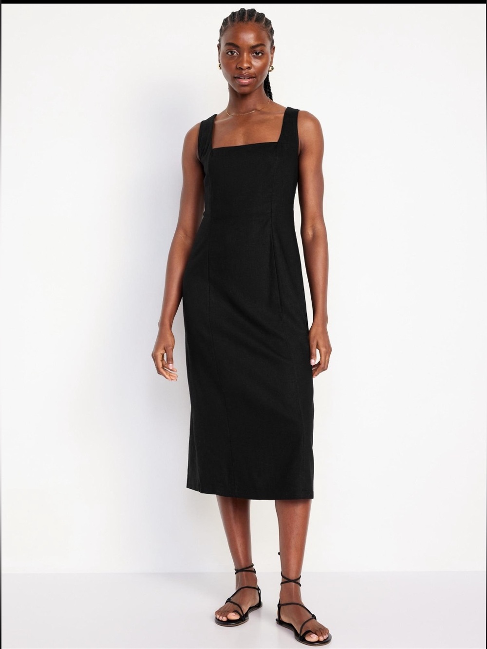 Old Navy classic Black Sleeveless Linen Blend Midi Dress